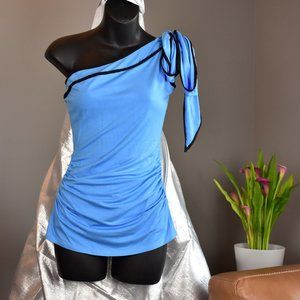 Arden B. One Shoulder Blouse in Blue